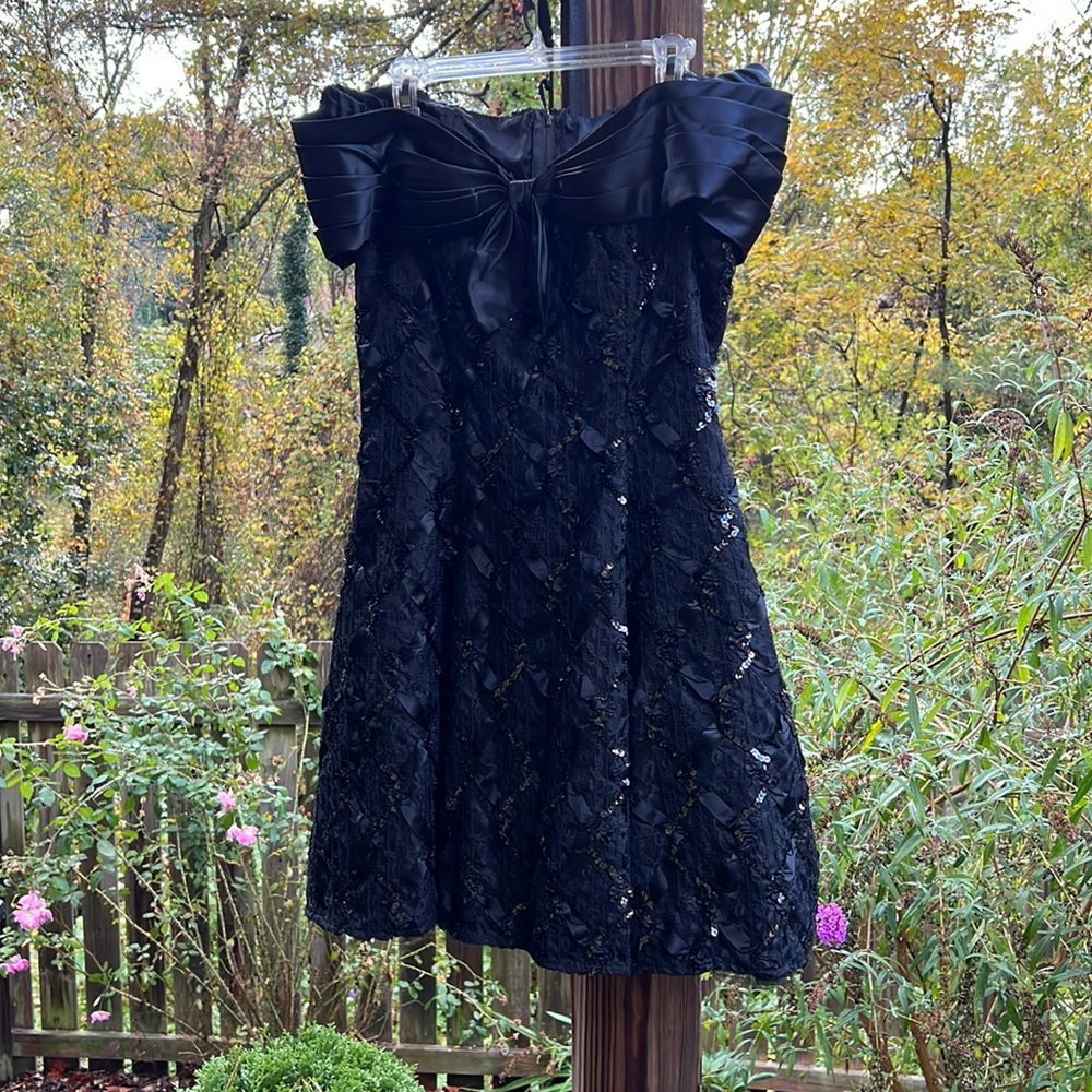 Vintage Black Sequin and Lace Dress